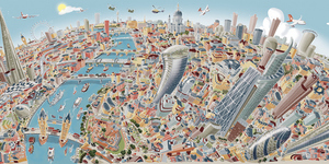 A Cartoon-y London Panorama Drawn By Hartwig Braun