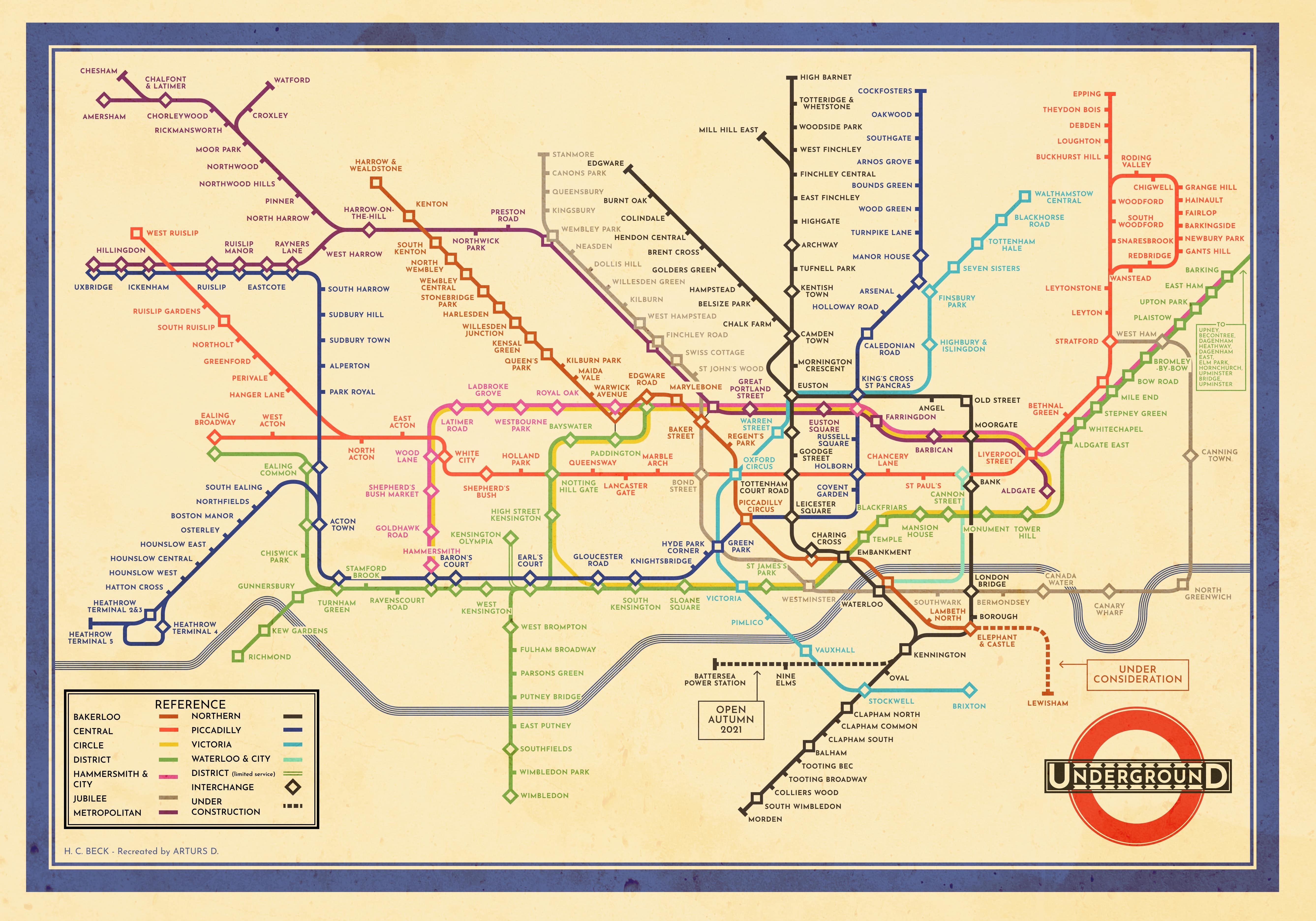 Harry Beck s Original London Underground Map But With 2020 s Tube Harry Beck s Original London Underground Map But With 2020 s Tube