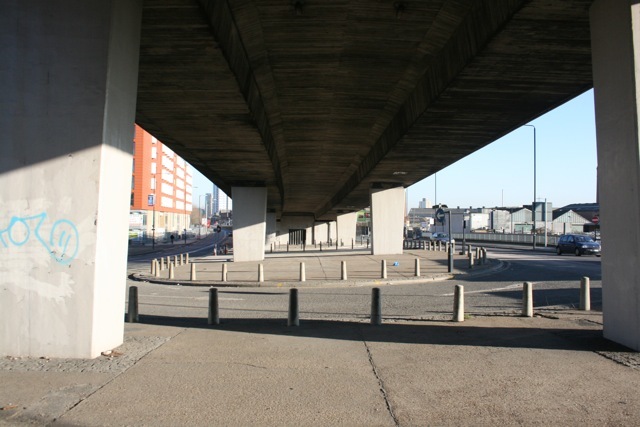 why interrupt the towpath, and build this so that people have to walk through this underpass?  ugh. 