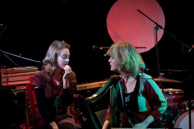 Static Caravan-signed synth-harp-math-pop composer Serafina Steer and friend by Chris Sparrow 