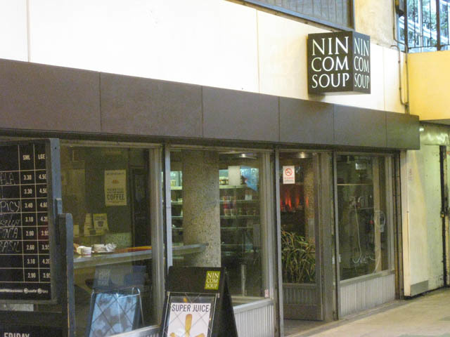 The familiar Nin Com Soup inside Old Street Tube station.