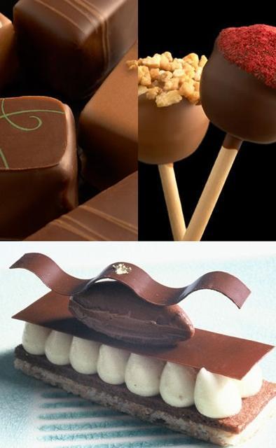 Clockwise from top left: Mint Chocolates by Damian Allsop; Love Pops by Damian Allsop; Mille Fuille by William Curley 