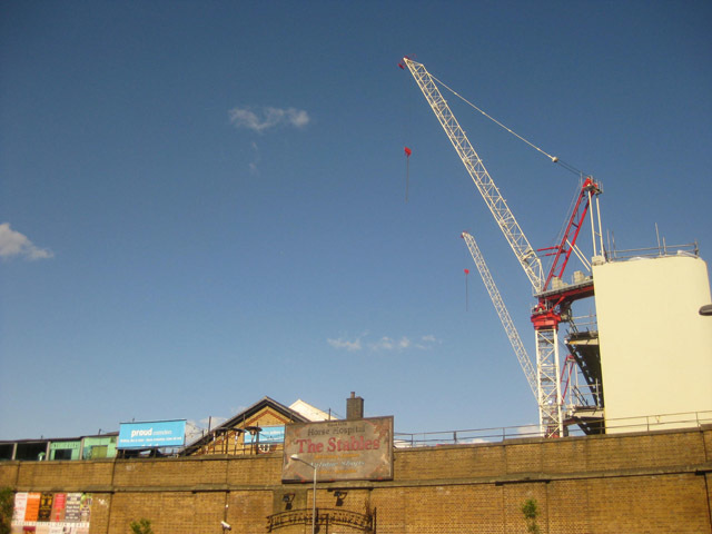 Cranes still tower over the market site. 