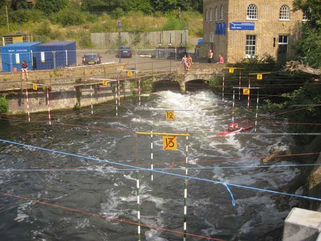 Canoeists take to the water below the Coy Carp pub. 