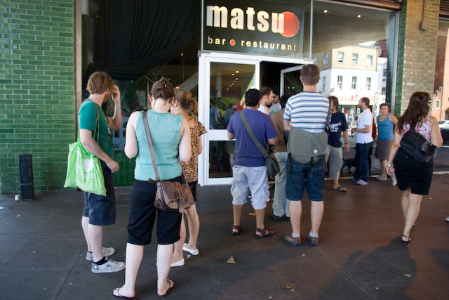 Queueing for food outside Matsu 
