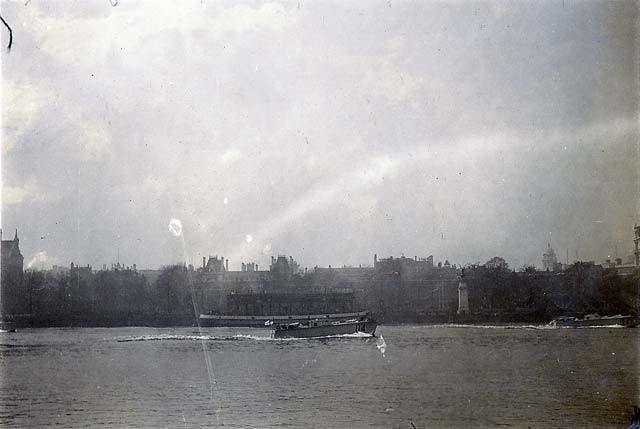 North bank of the Thames with the RAF Memorial (erected in 1923) 