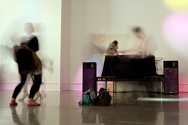 Boogying on the near-empty downstairs dancefloor 