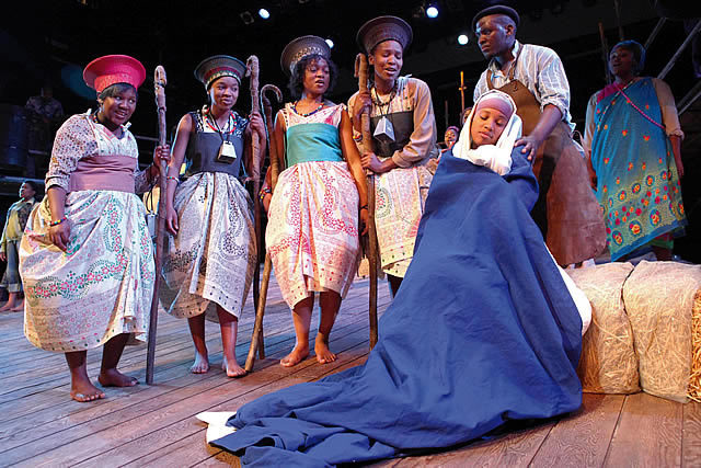 Mary takes to motherhood in The Mysteries - Yiimimangaliso. Photo by Ruphin Coudyzer FPPSA