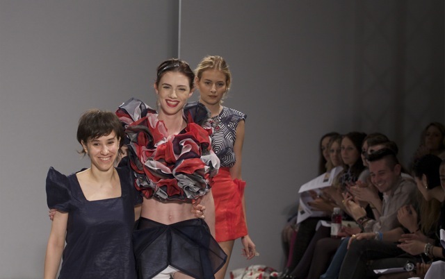 Designer Ada Zanditon with two of her designs (I mean the clothes, not the models) 