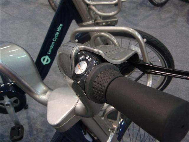 The bikes come with a 3-speed twist-grip shift, and given how heavy they are that's a good thing. Twist-grip shifts avoid having things sticking out that might break, but when they go wrong, maintenance could be a big issue.