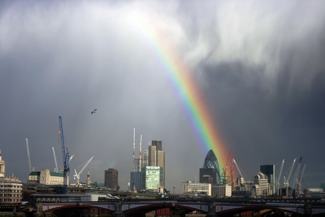 Rainbow over the City of London