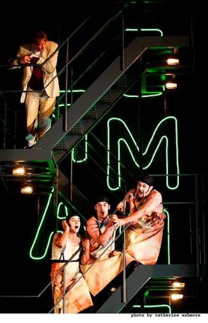 Ping, Pang, and Pong sing about Turandot's cruelty 
