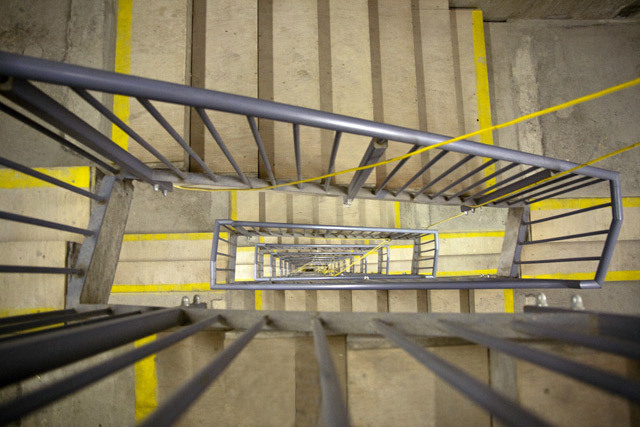 Looking down the stairs from the 33rd floor