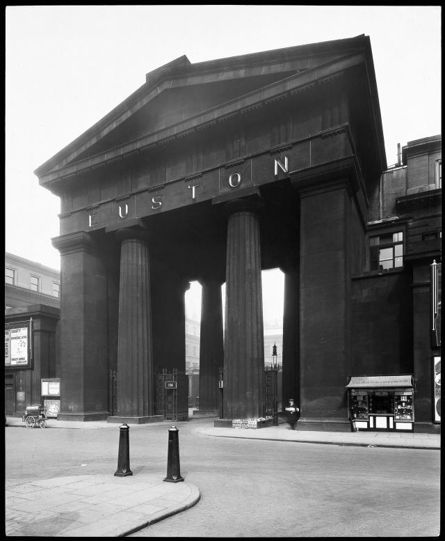 An heroic monument to Britainâ€™s railway age. This huge Greek Doric gateway, built in 1838, rose over 70ft to form a gigantic gateway to Euston, the first mainline terminus in a capital city anywhere in the world. Its demolition in 1962 triggered a public outcry which did much to boost the growth of the conservation movement.