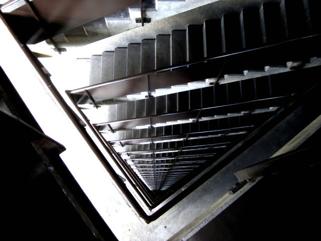 Looking down the stairwell.