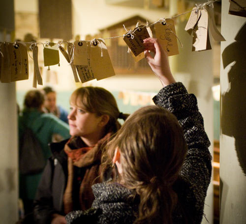 The 'The Tree of Lost Things' An installation of tags on which people have written down things gone and mourned. Items lost include Ipods, virginites, hearts-to-boys-in-tha-altar, and hamsters to mousetraps. Alex Muller