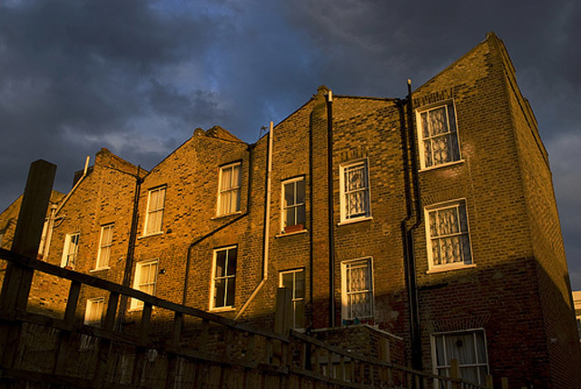 Sunlight hits a Victorian terrace