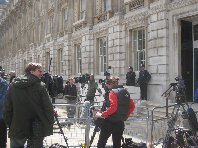 Cameramen were staking out the steps of the Cabinet Office, the scene of talks between the Conservative and Liberal Democrat negotiators