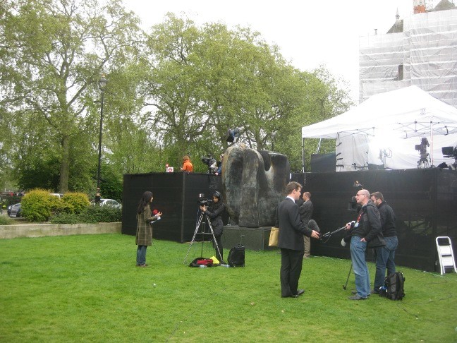 Scores of camera crews on College Green, opposite the Palace of Westminster - mostly from the BBC