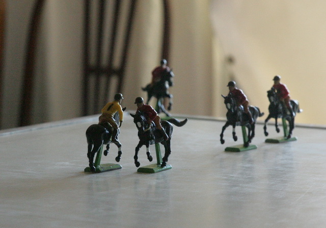 Equestrian figurines demonstrating that polo is a lot like driving - you have to stay in your lane!
