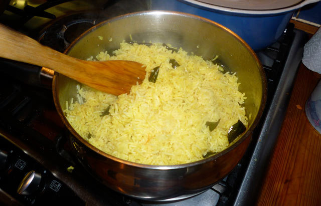 Turmeric rice, satisfyingly yellow