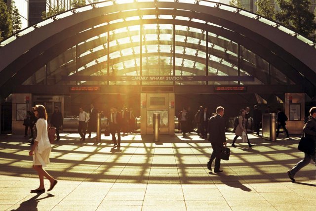 Sunny Canary Wharf tube station