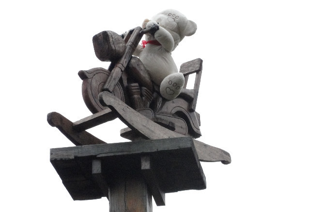 Current plinth occupant: bear on a motorbike