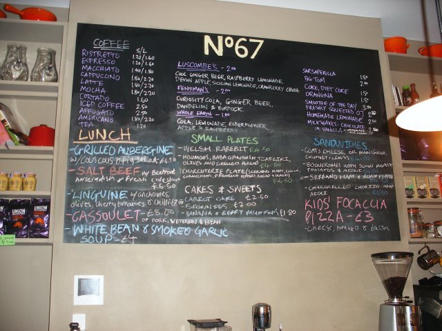 The menu.