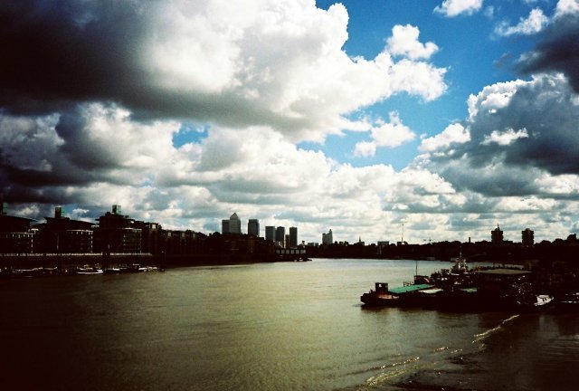 Thames blue sky and clouds