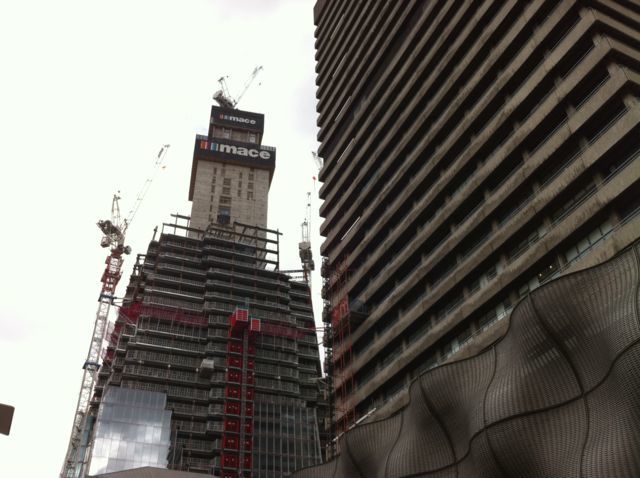 The second core begins to rise above the main column.