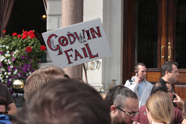 Protestor points out the Pope's ignorance of Godwin's Law. Photo / Zefrog. 