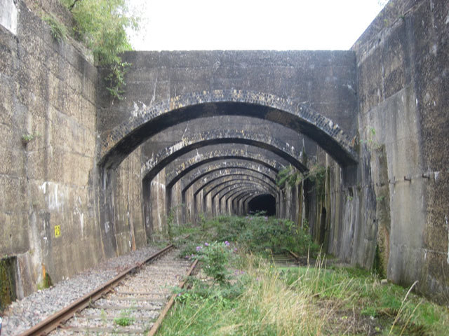 The approach to the tunnel; the buttresses will be retained for Crossrail.