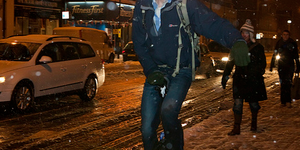 Unicyclist In The Snow