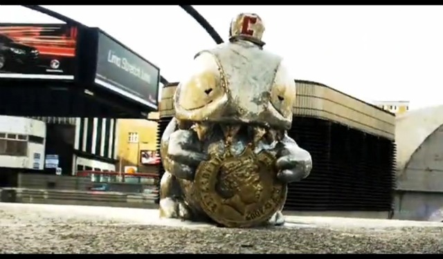A Credit Crunch Monster on Old Street roundabout.