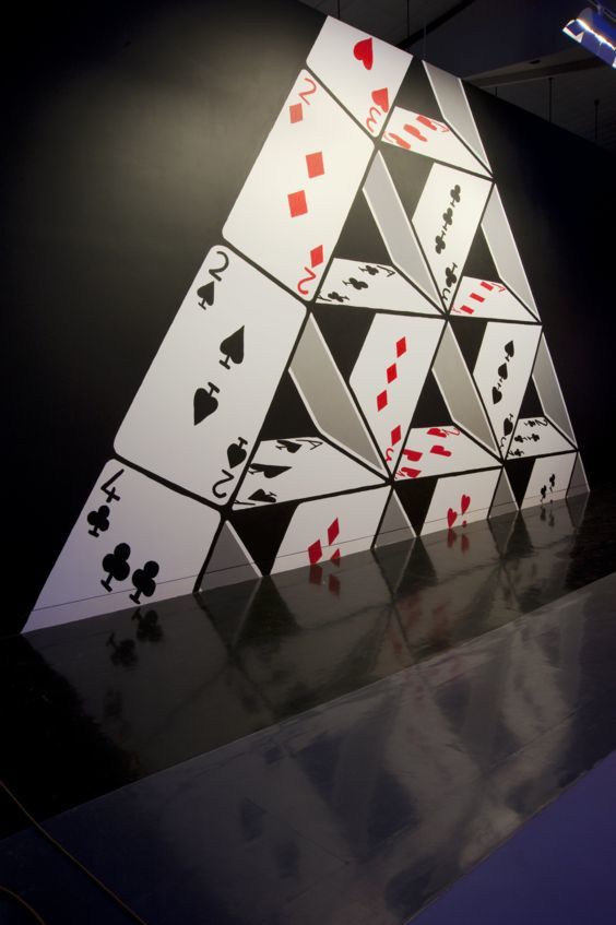 Views of "Atmosphere ...exploring climate science" gallery.  Image shows David Shrigley's "House of Cards" mural.