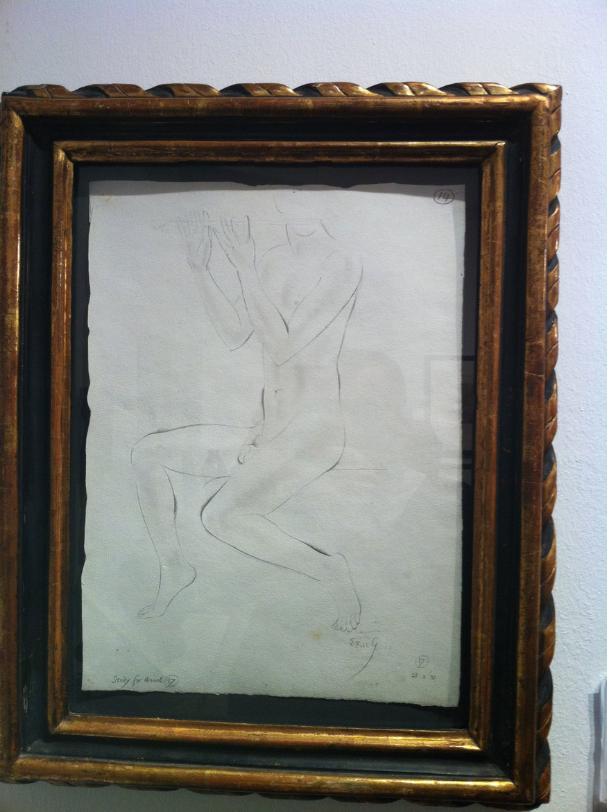 Study for Ariel (scultpure on Broadcasting House), Eric Gill - pencil on paper, 1931
