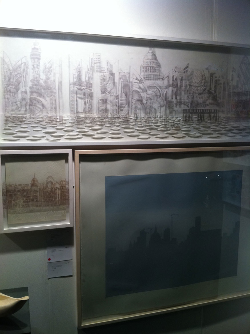Memory of London and London in rain, Mila Furstova - etching on perspex | St Paul's 4am, Lucy Bainbridge -  gloss screen print