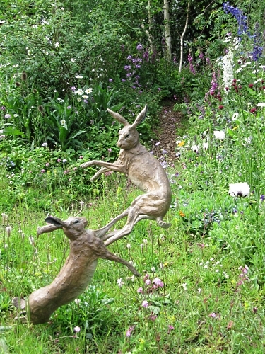 Boxing hares in the SKYshades Garden