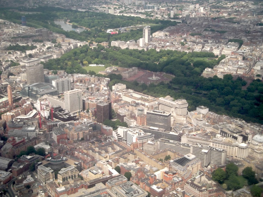 We wouldn't normally look down on the Queen, but there's Buckingham Palace.