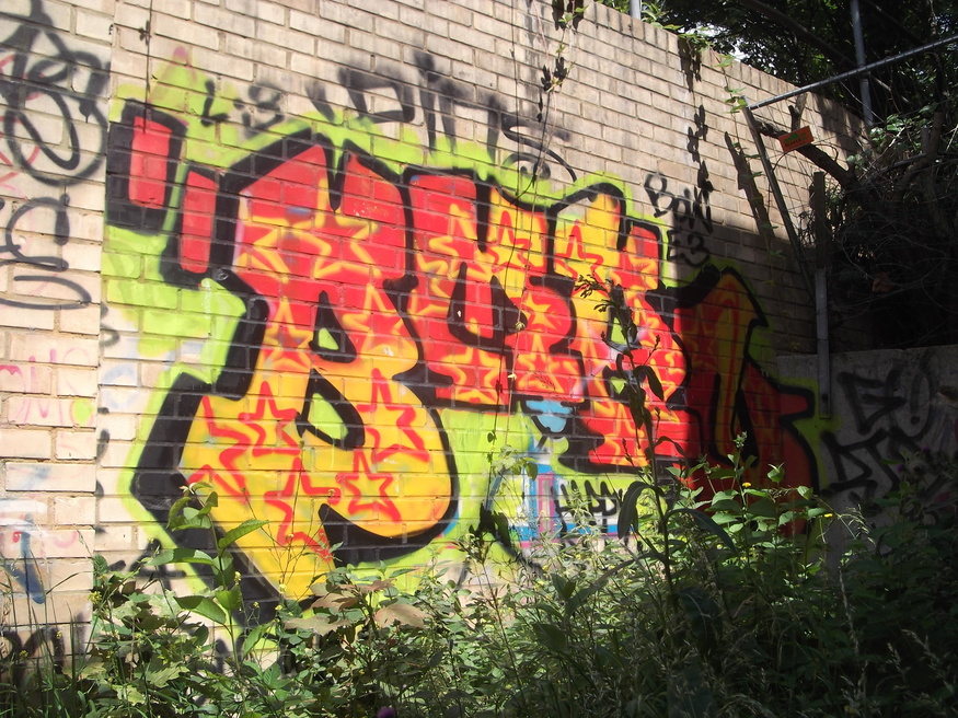 A bright tag near the Greenway.