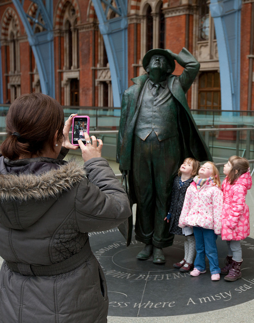 Mum recording memories of this interactive art landmark...