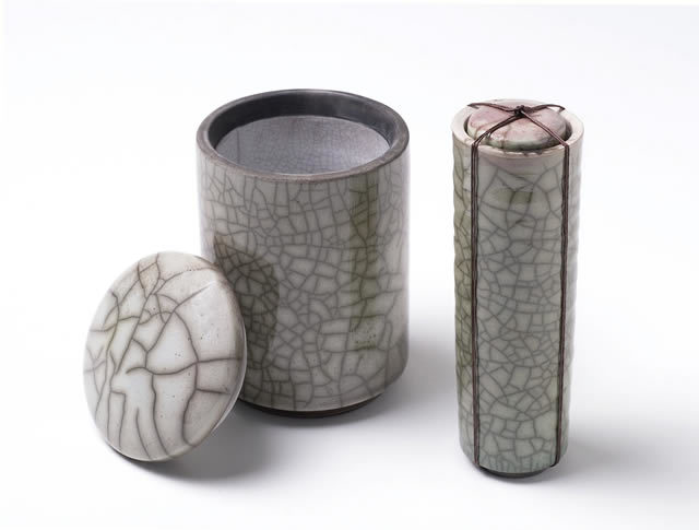 Pale Green Raku Containers by Kate Schuricht