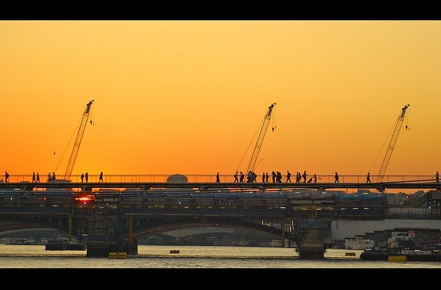 Commuters at sunset, by JustB!