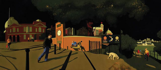 The Observatory, David Piddock, Oil on gesso board, 59 x 244 cm