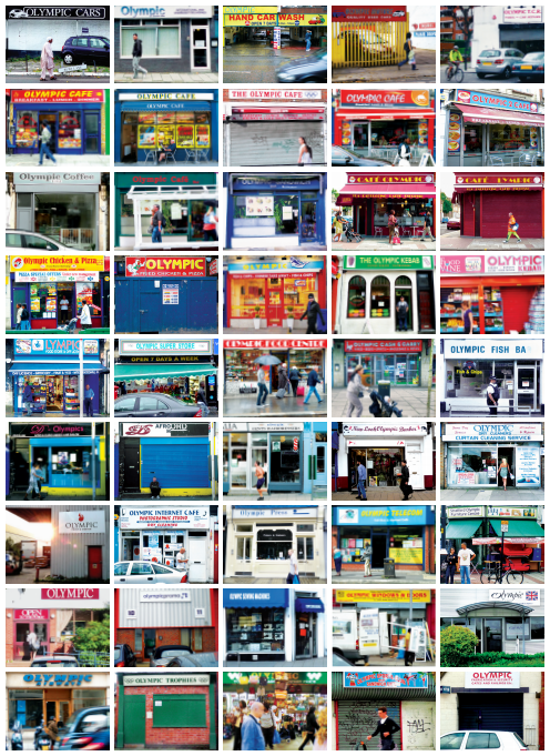 A montage showing some of the many businesses trading in the Olympic name.