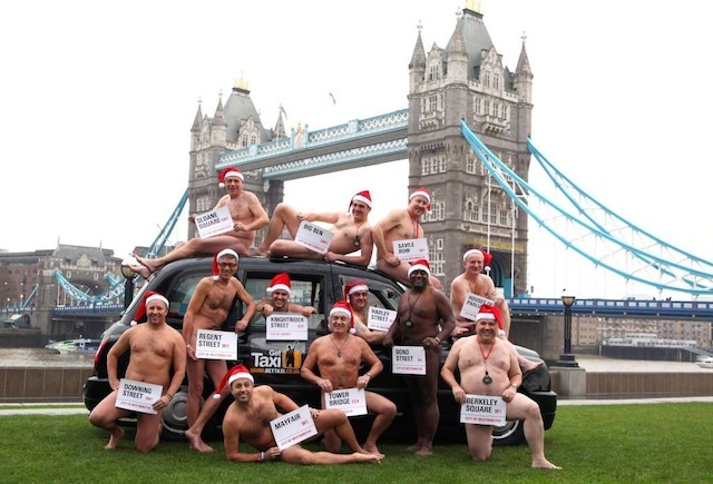 EMBARGOED TO 0001 FRIDAY DECEMBER 23.

London cabbies and stars of the Get Taxi App charity calendar pictured at Potters Field in London , top row, left to right: Colin Sinclare (Sloane Sq), Nick Lanning (Big Ben), Glenn Ellis (Saville Row), Justin Cockhill (Houses of Parliament). Second row, left to right: Brett Cahill (Downing St), John Pace (Regent St), Michael Matthews (Knightrider St), Steve Stannett (Mayfair),  Gary Johnston (Tower Bridge), Salih Kasap ( Harley St),  Ronnie Welch (Bond St) and Tony Habberley (Berkeley Sq).  PRESS ASSOCIATION Photo. Issue date:Friday December 23, 2011. The calendar has been put together in support of the Suzy Lamplugh Trust.  Photo credit should read: Geoff Caddick/PA Wire