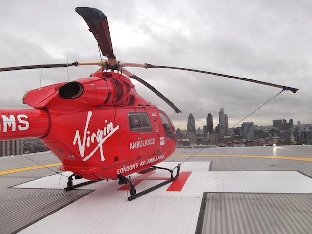 The London Air Ambulance overlooks the City.