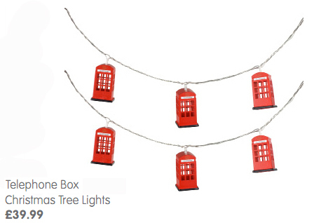 It’s not too late to smarten up your Christmas tree with these phonebox-shaped fairy lights.