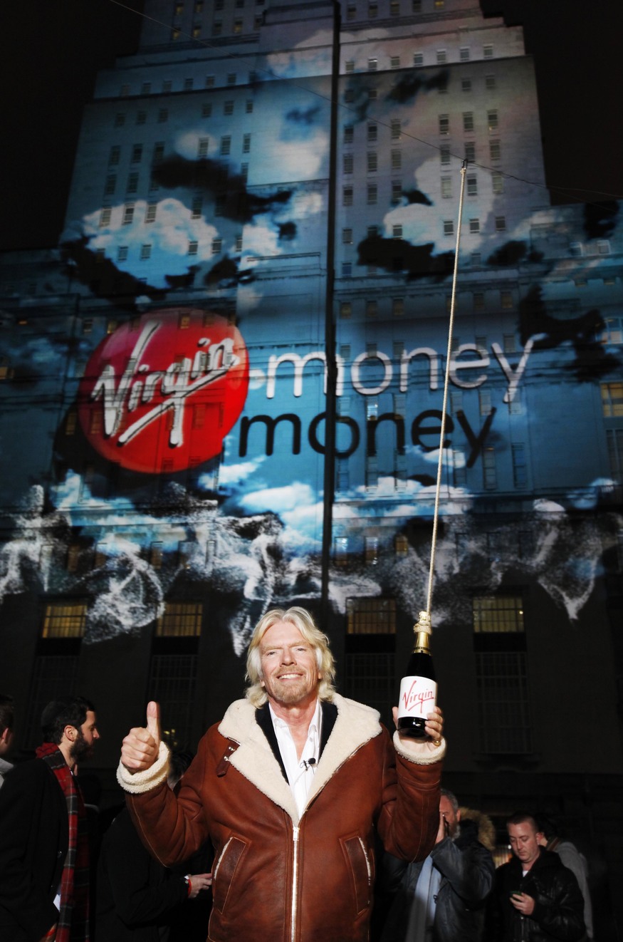 EMBARGOED TO 0001 WEDNESDAY JANUARY 11.

A  270 degree fully immersive 3D projection for Virgin Money appears at the University of London's Senate House Library courtyard to launch the company's '40 Years of Better. Now in a bank' campaign. 
PRESS ASSOCIATION Photo. Picture date: Tuesday January 10, 2011.
Virgin Group chairman Sir Richard Branson kicked off the three minute projection which told the Virgin story from space travel, trains, records, Virgin Atlantic planes and hot air balloons to a Virgin Money branch in front of audience of around 200. 
Photo credit should read: David Parry/PA Wire