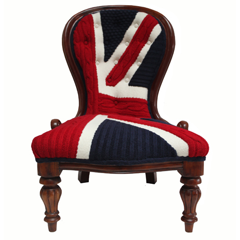 Maggie is a well-loved nursing chair, revived with a modern interpretation of Melanie Porter's signature knitted Union Jack. From £1,400